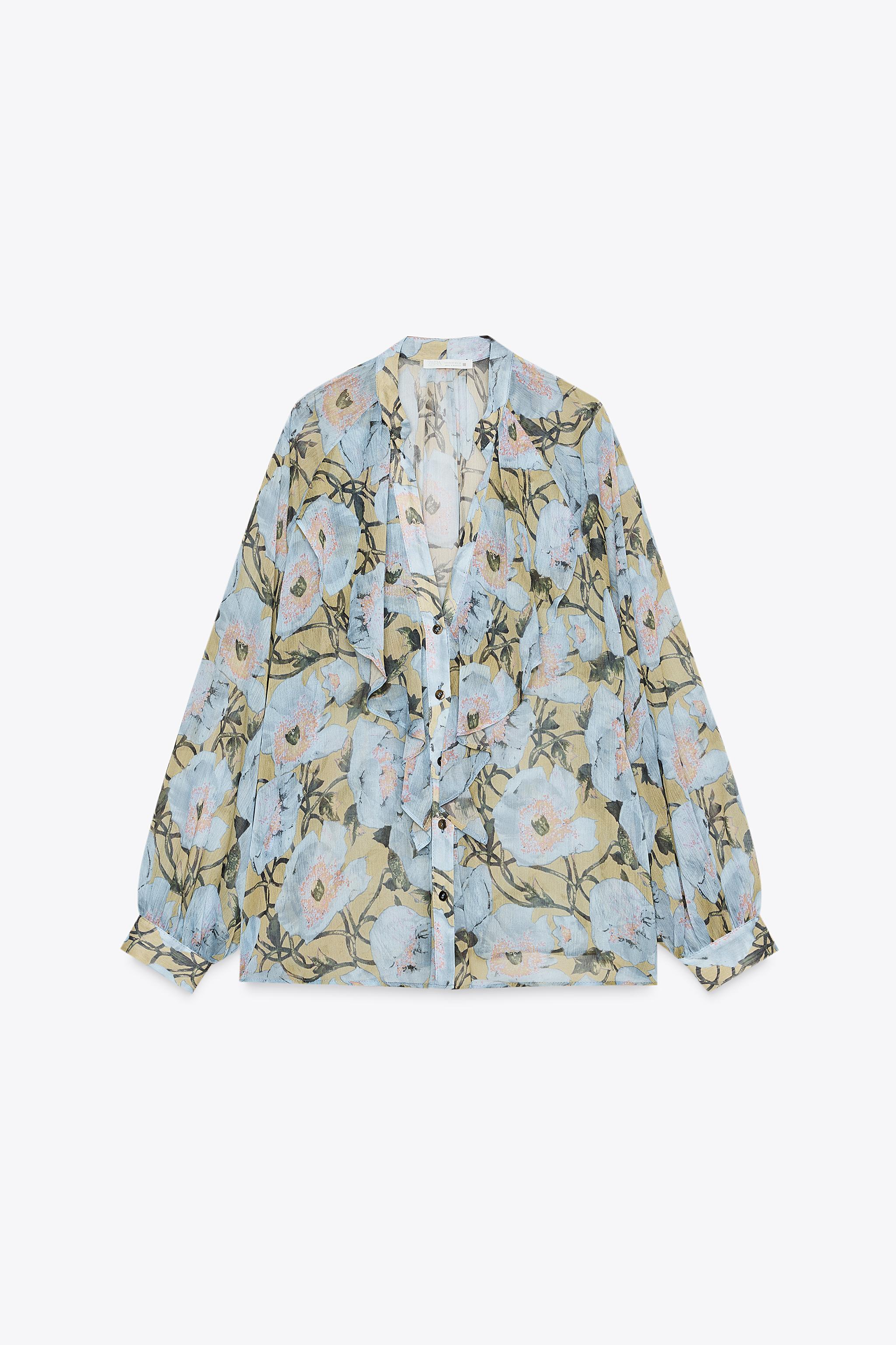 FLORAL PRINT SHIRT - Sky blue | ZARA New Zealand