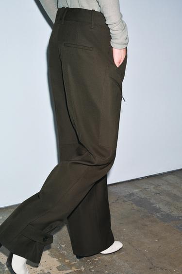 ZW COLLECTION LIMITED EDITION CARGO TROUSERS WITH ZIP - Dark khaki by Zara