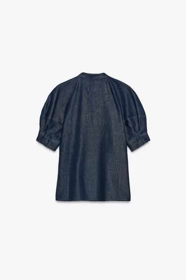 ZW COLLECTION DENIM SHIRT WITH TIES - Blue by Zara - Image 5