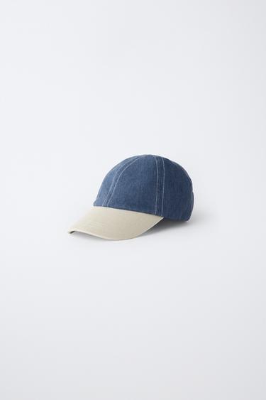 COLOUR-BLOCK WASHED-EFFECT CAP — Faded blue 1