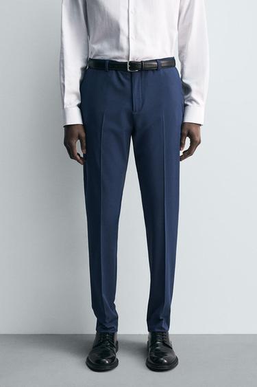 PANTALÓN TRAJE ESTRUCTURA - Azulón de Zara