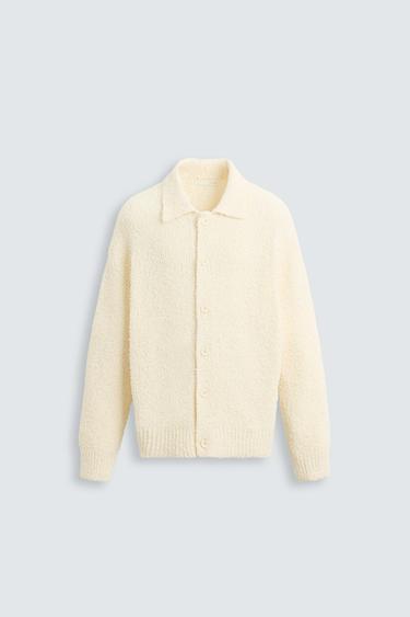 TEXTURED TERRY CARDIGAN - Ecru by Zara