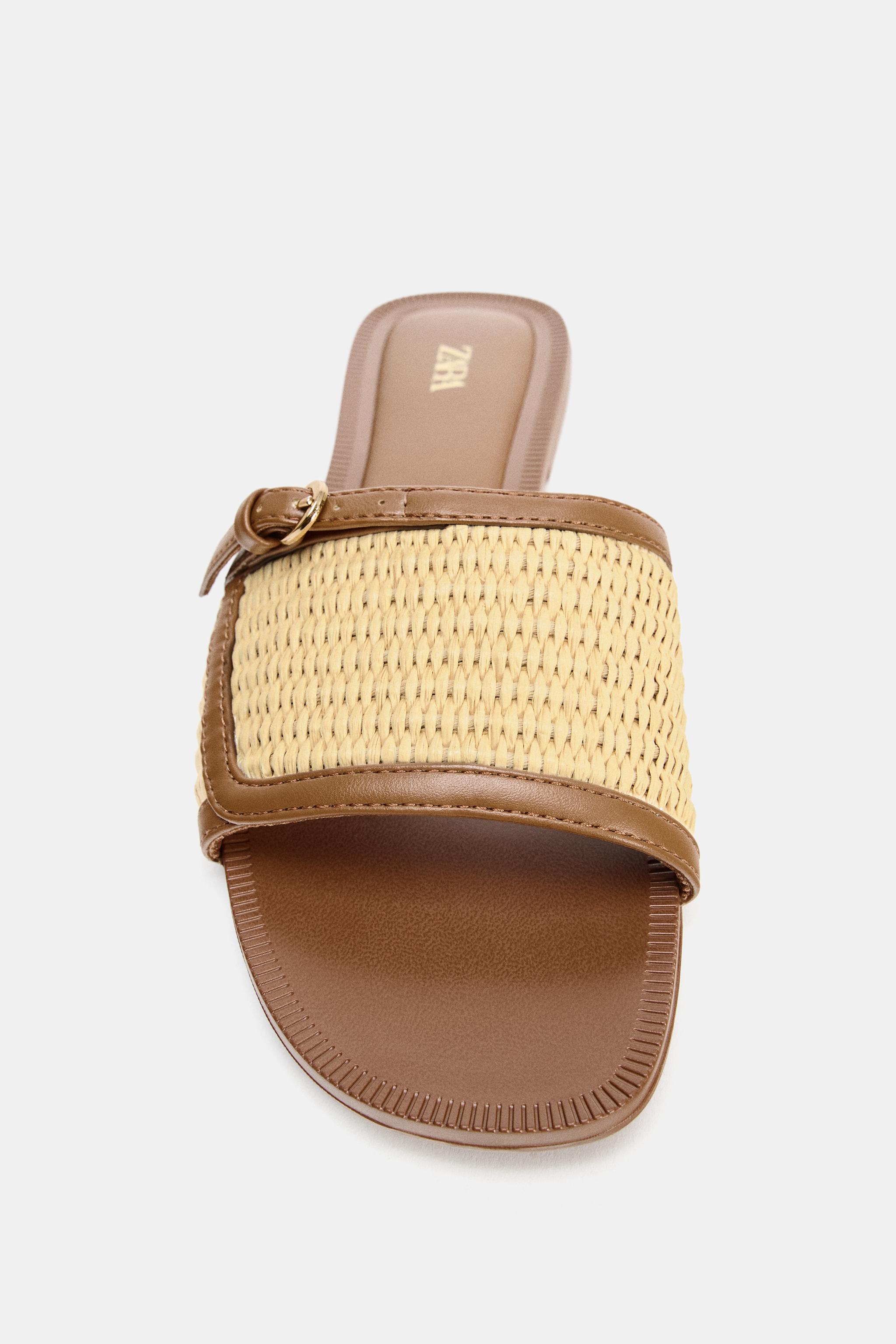 FLAT WOVEN BUCKLE SANDALS