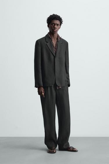 100% LINEN SUIT BLAZER - Black by Zara - Image 0