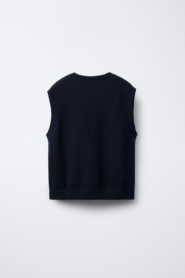 GILET EN MAILLE - Bleu marine de Zara - Image 1
