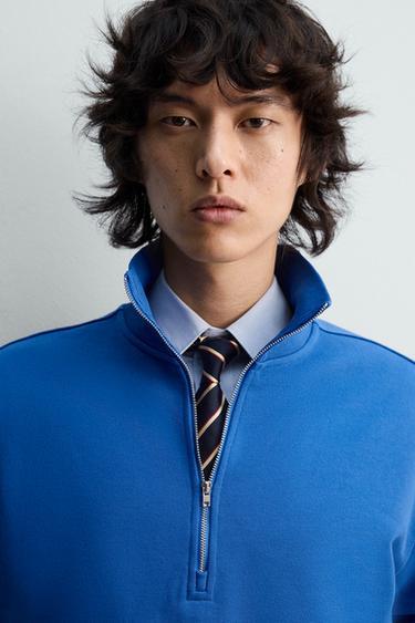 SWEAT REGULAR FIT COL ZIPPÉ - Bleu de Zara - Image 5