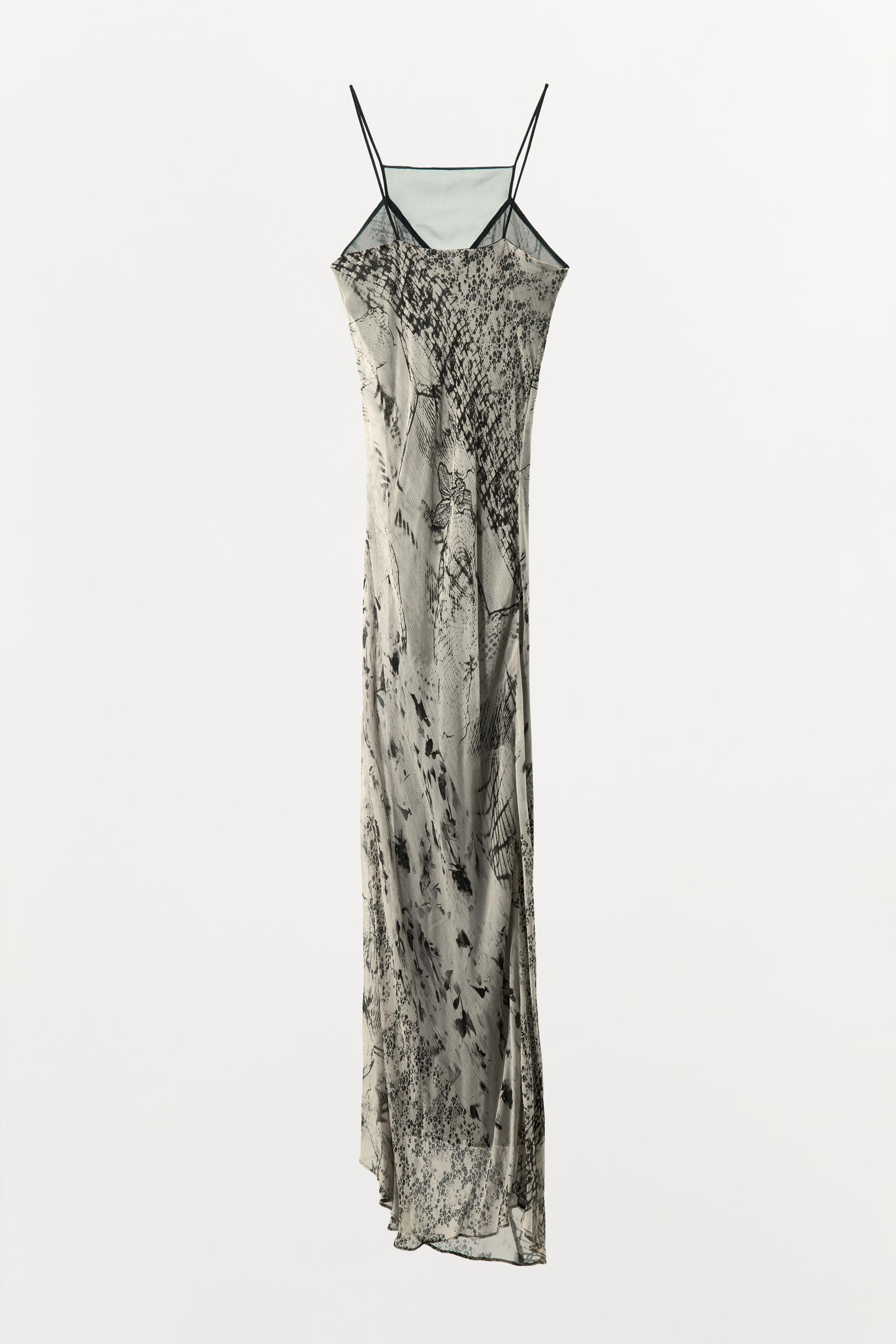 ZARA プリント柄ロング丈ワンピース 9067/630 LONG PRINTED DRESS - Black / White | ZARA United States