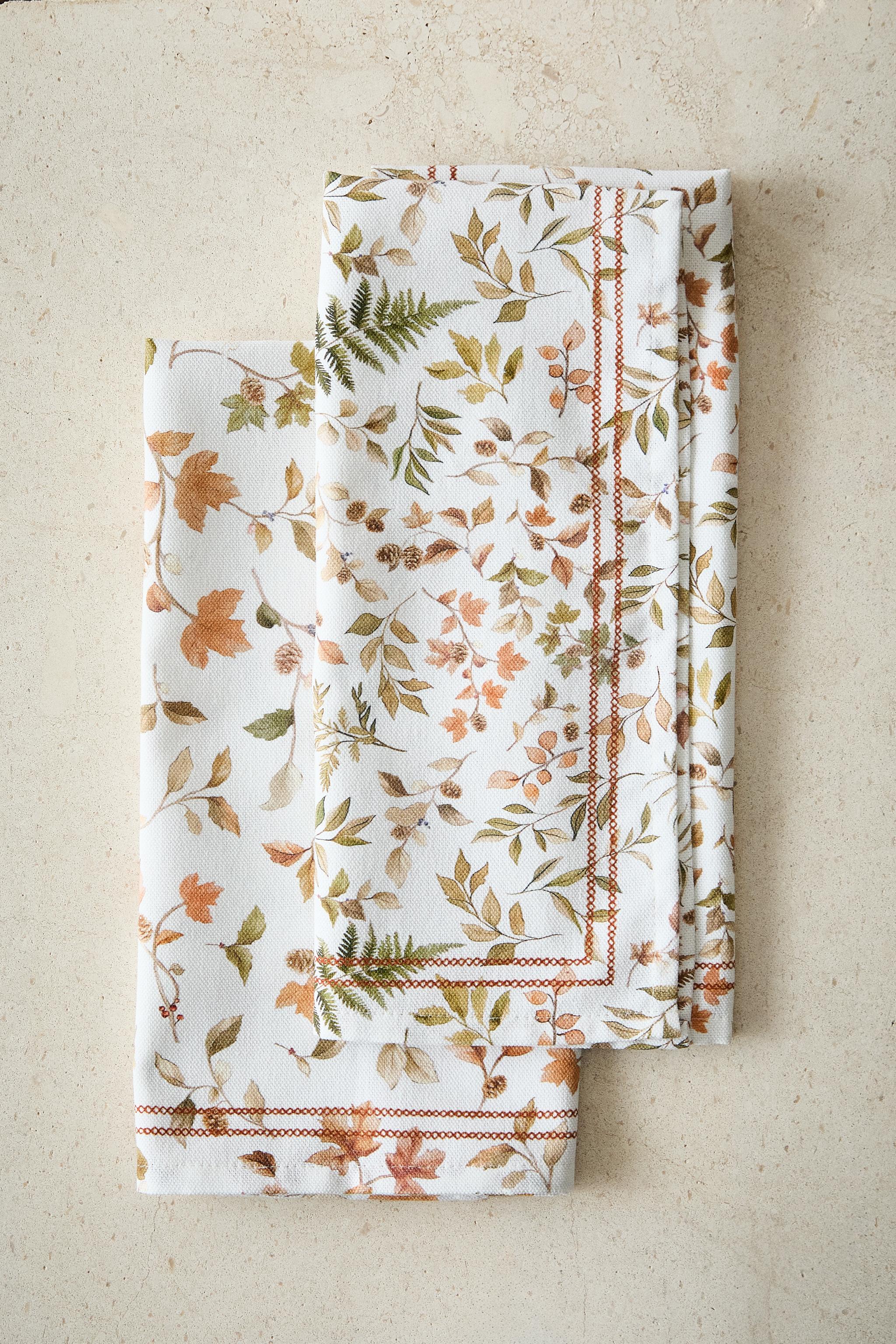 SET OF COTTON LEAF KITCHEN TOWELS (SET OF 2)