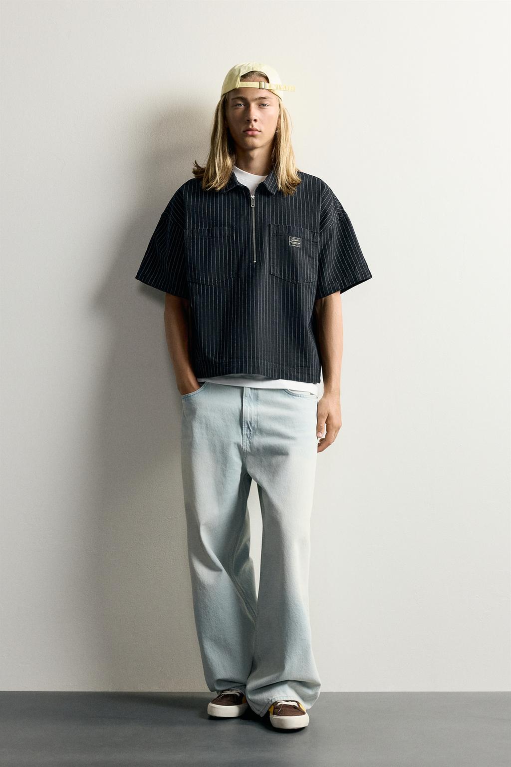 Zara Köynək denim boxy fit diplomatik zolaq