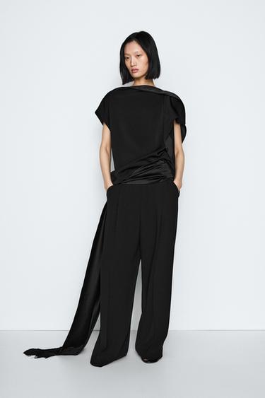 Top asymétrique volanté - STUDIO - Noir de Zara - Image 0