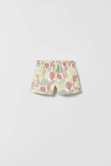 Zara KIDS/ LEAF PRINT SWIMSUIT - Green