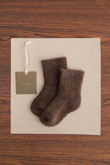 ZARA TIMELESS - CASHMERE KNIT SOCKS - Brown by Zara