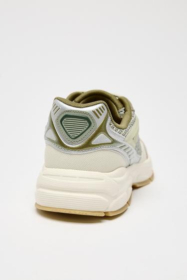 COLOUR-BLOCK RUNNING TRAINERS - Green by Zara - Image 4