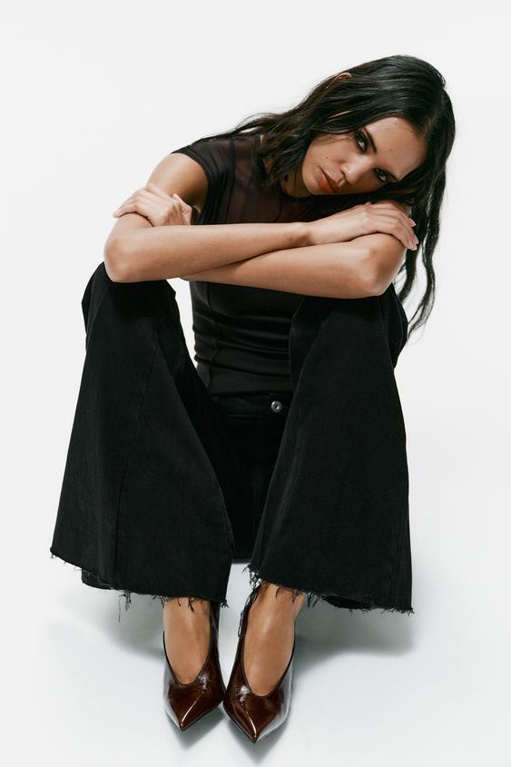 Женские туфли Zara Leather Heeled, цвет: Коричневый