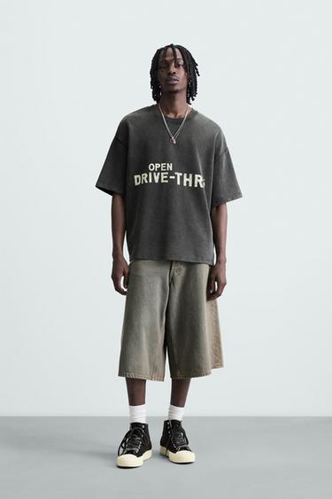 SUDADERA LAVADA GRÁFICOS ESTAMPADOS - Antracita oscuro de Zara - Imagen 0