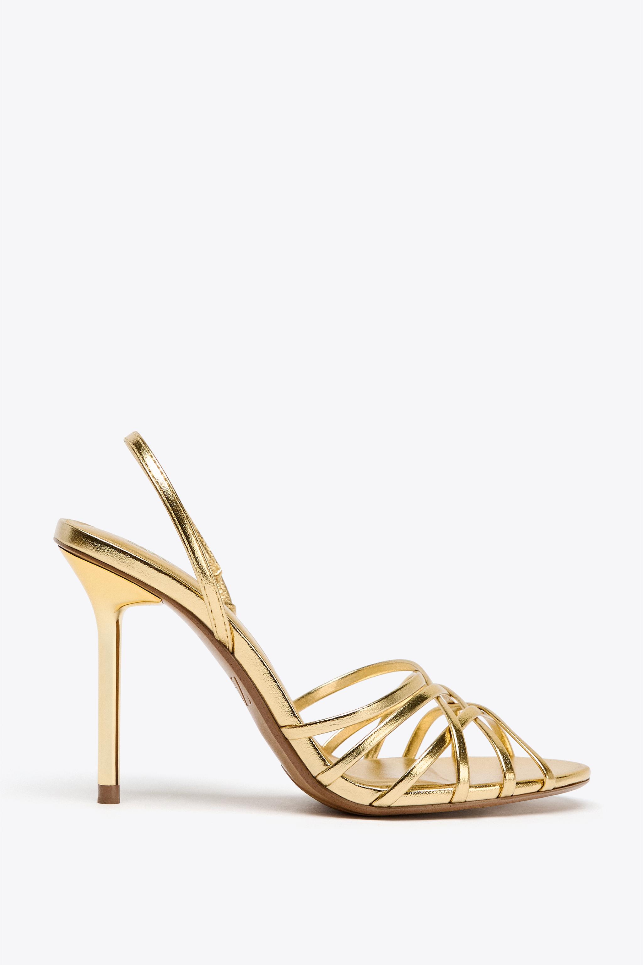 ジェルデ METALLIC EFFECT HEELED SANDALS - Gold | ZARA United States