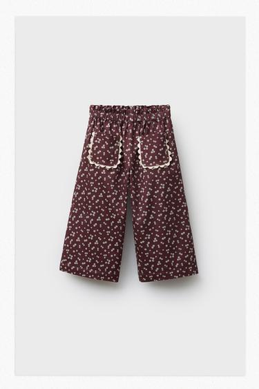 PANTALON IMPRIMÉ FLEURS - Grenat foncé de Zara