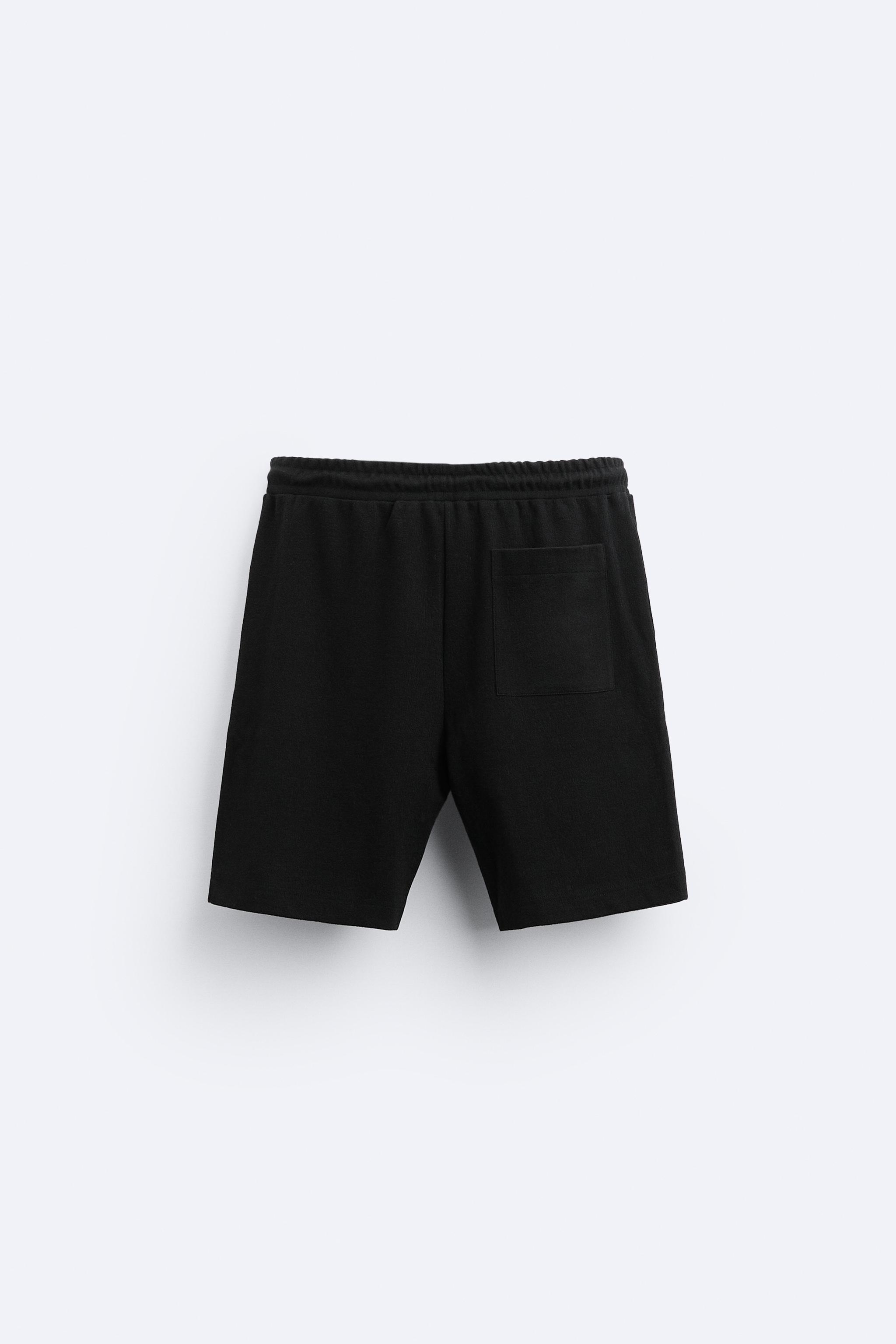 TEXTURED COTTON SHORTS - Oyster-white