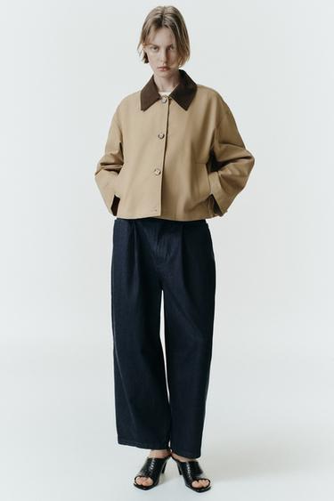 TRENCH CORTA CUELLO COMBINADO - Tostado de Zara