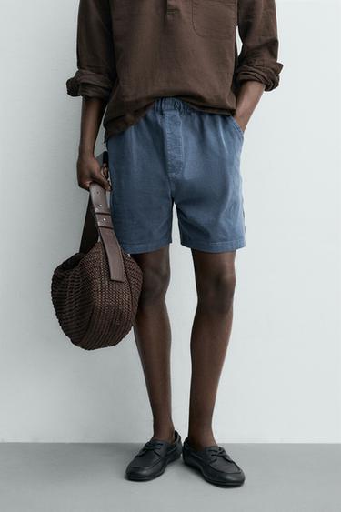 FADED-EFFECT JOGGER BERMUDA SHORTS - Blue by Zara