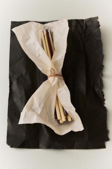 VELVET CUIR CANDLE AND CANDLEHOLDER SET - Brown by Zara - Image 5