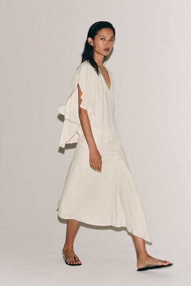 JUPE MIDI FLUIDE ZW COLLECTION - Écru de Zara - Image 2