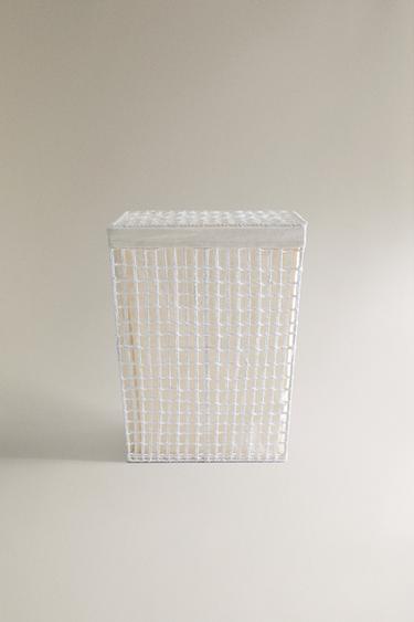 Zaras TVÄTTKORG MED TYGFODER - Elfenben