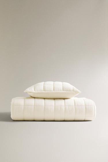 DZIECIĘCA NARZUTA NA ŁÓŻKO Z MUŚLINU W KRATKĘ - Ecru Zara