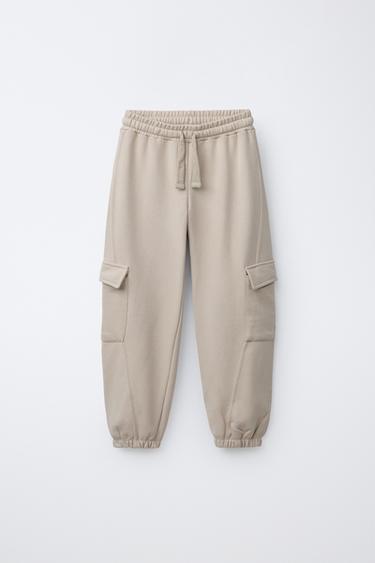 Zara CARGO JOGGING PANTS - Sand