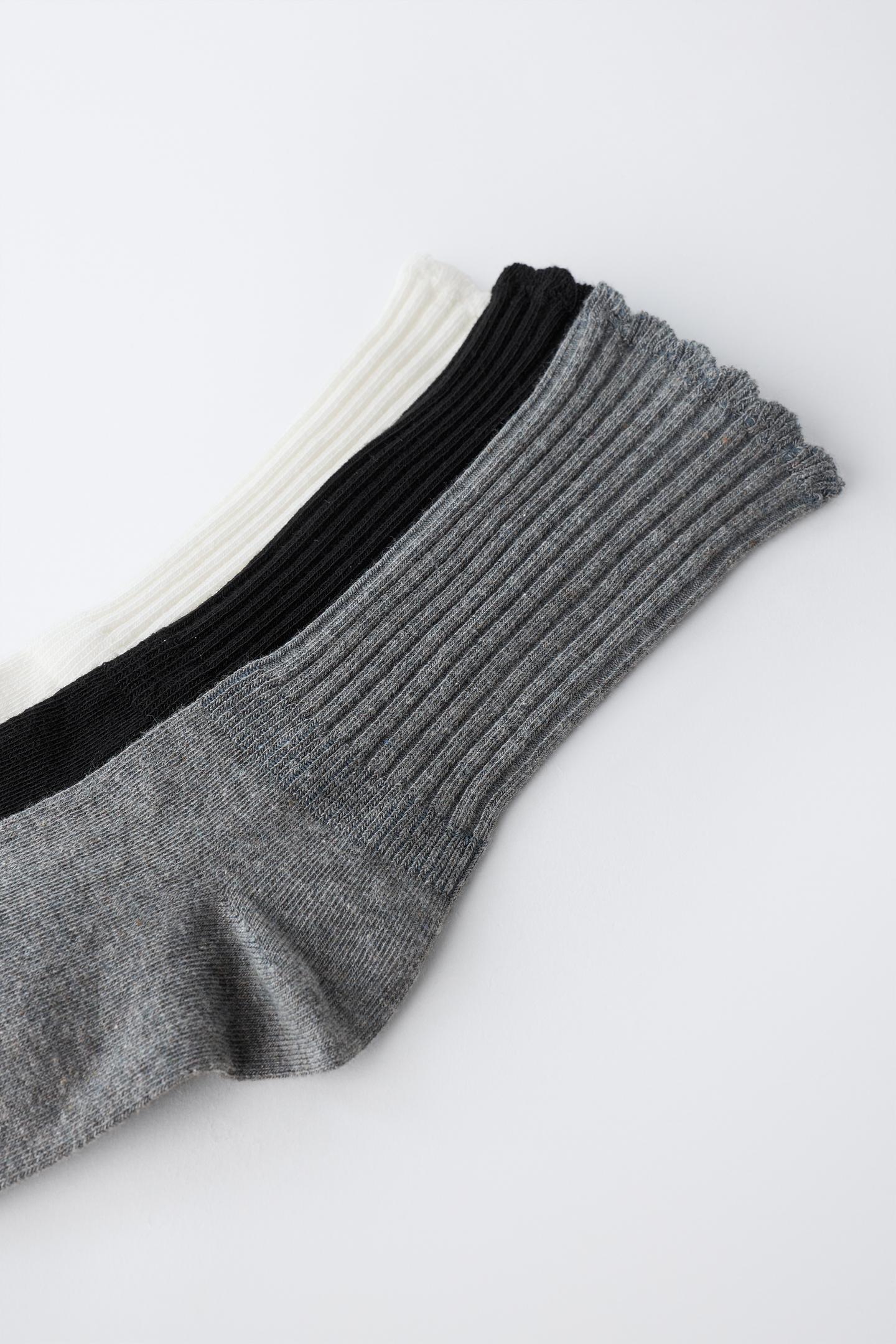 Носки для детей, средней высоты, махра, 3 шт. — Zara, цвет: Чёрный / Белый — фото 2