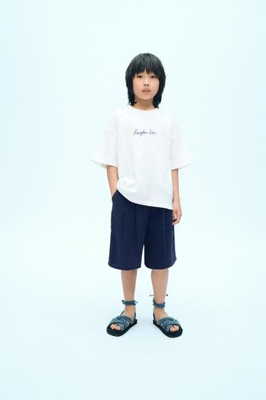 DENIM BERMUDA SHORTS WITH DARTS X FANGLU LIN - Blue by Zara