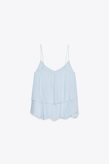 TOP STYLE LINGERIE EN DENTELLE MIXTE - Bleu ciel de Zara - Image 6