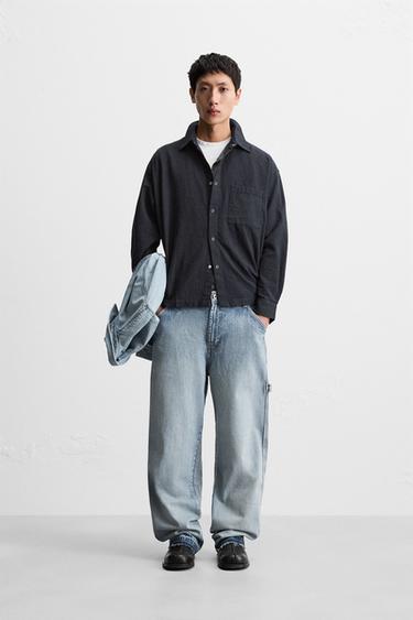 Zara STRAIGHT FIT RELAXED CARPENTER JEANS - Light blue