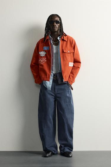 BLUSÃO RELAX FIT COM BORDADOS E REMENDOS - Laranja da Zara - Imagem 0