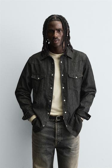WESTERN DENIM SHIRT - Black by Zara