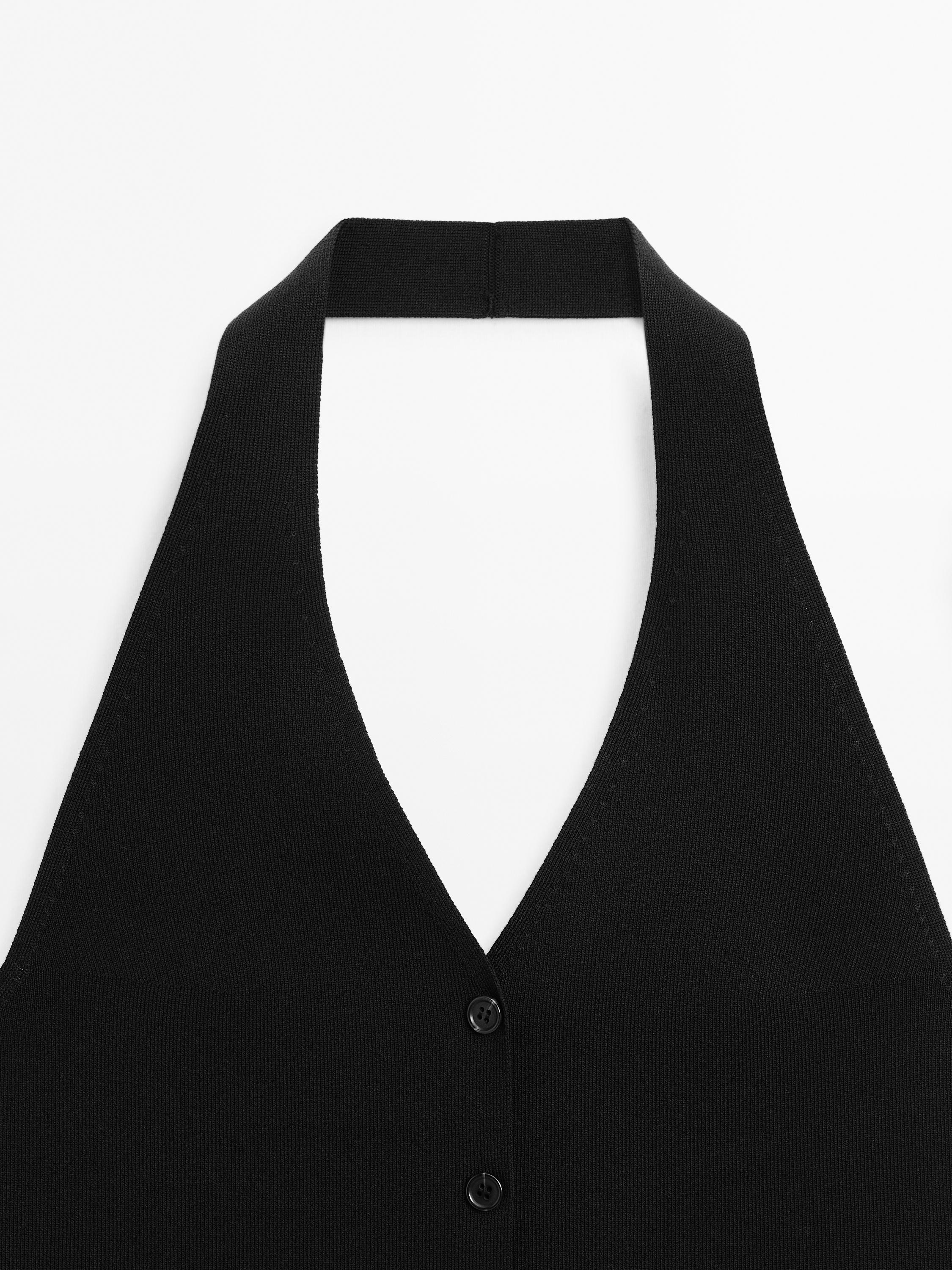 Knit halter neck waistcoat