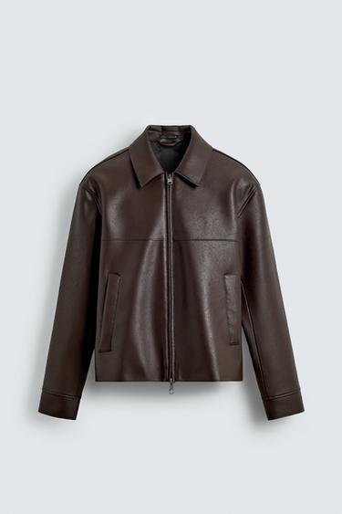 LEATHER EFFECT JACKET - Brown by Zara