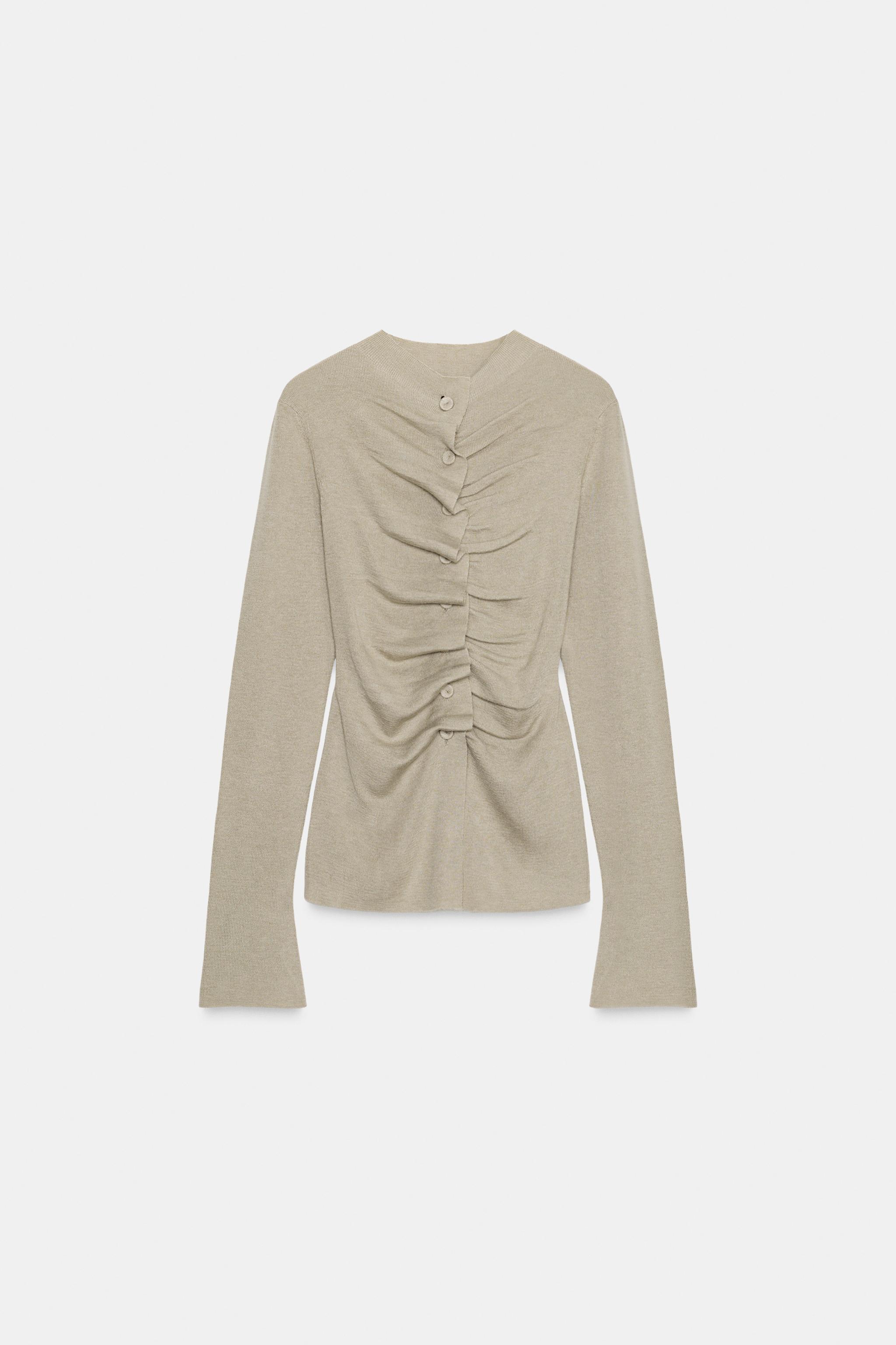 DRAPED KNIT CARDIGAN - Sand | ZARA South Africa
