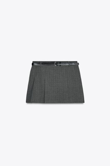 FALDA PANTALÓN TABLAS - Gris de Zara
