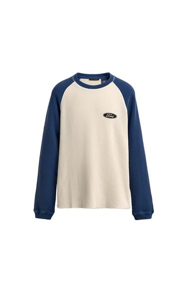 CAMISETA COLOR BLOCK WAFFLE FORD © - Azul / Blanco de Zara