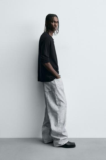 WAXED FINISH BAGGY FIT JEANS - white by Zara - Image 3