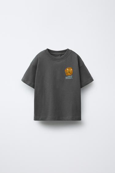 Zara EMBROIDERED ANIMAL T-SHIRT - Anthracite grey