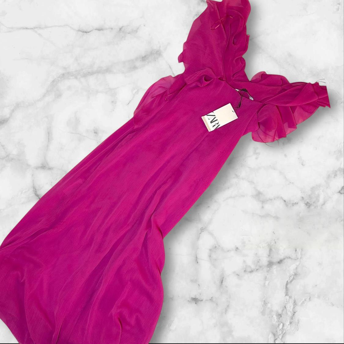 RUFFLED MIDI SLIP DRESS - Image 4