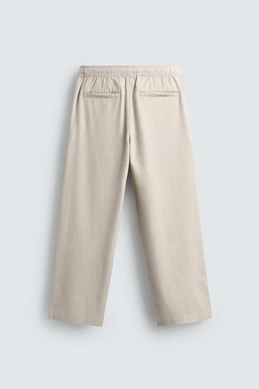 TEXTURED RELAXED FIT TROUSERS - Light beige by Zara - Image 6