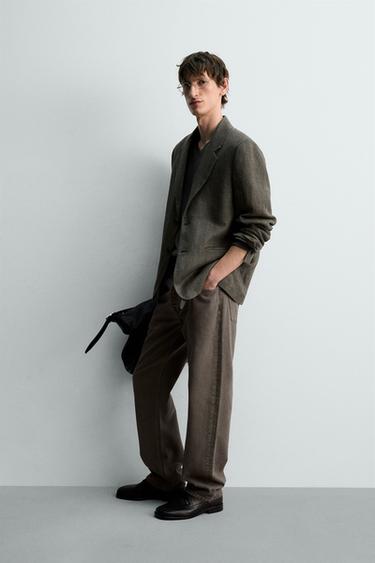 VESTE STRUCTURÉE 100% LIN - Vert olive de Zara - Image 3