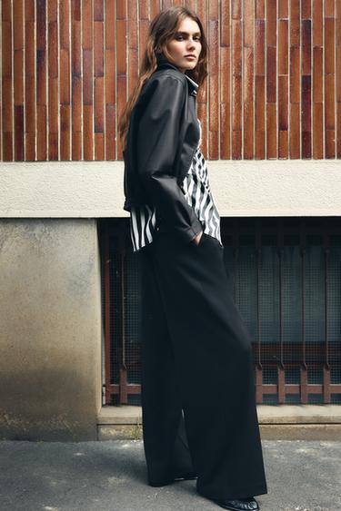 CALÇA LARGA DE CINTURA ALTA - Preto da Zara