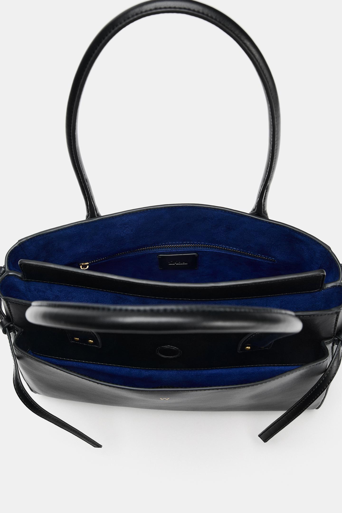 Женская сумка Zara Contrast Shoulder, цвет: Чёрный — фото 7