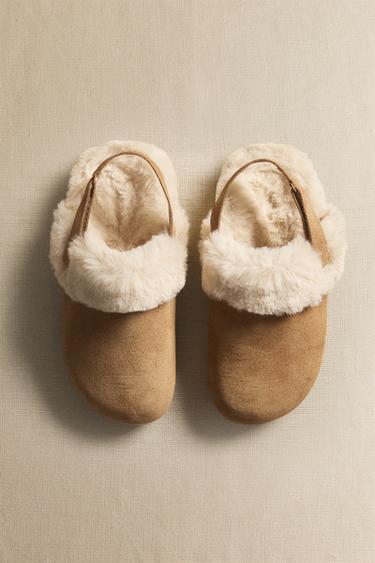 SABOT ENFANT CUIR CHAUD - Marron de Zara