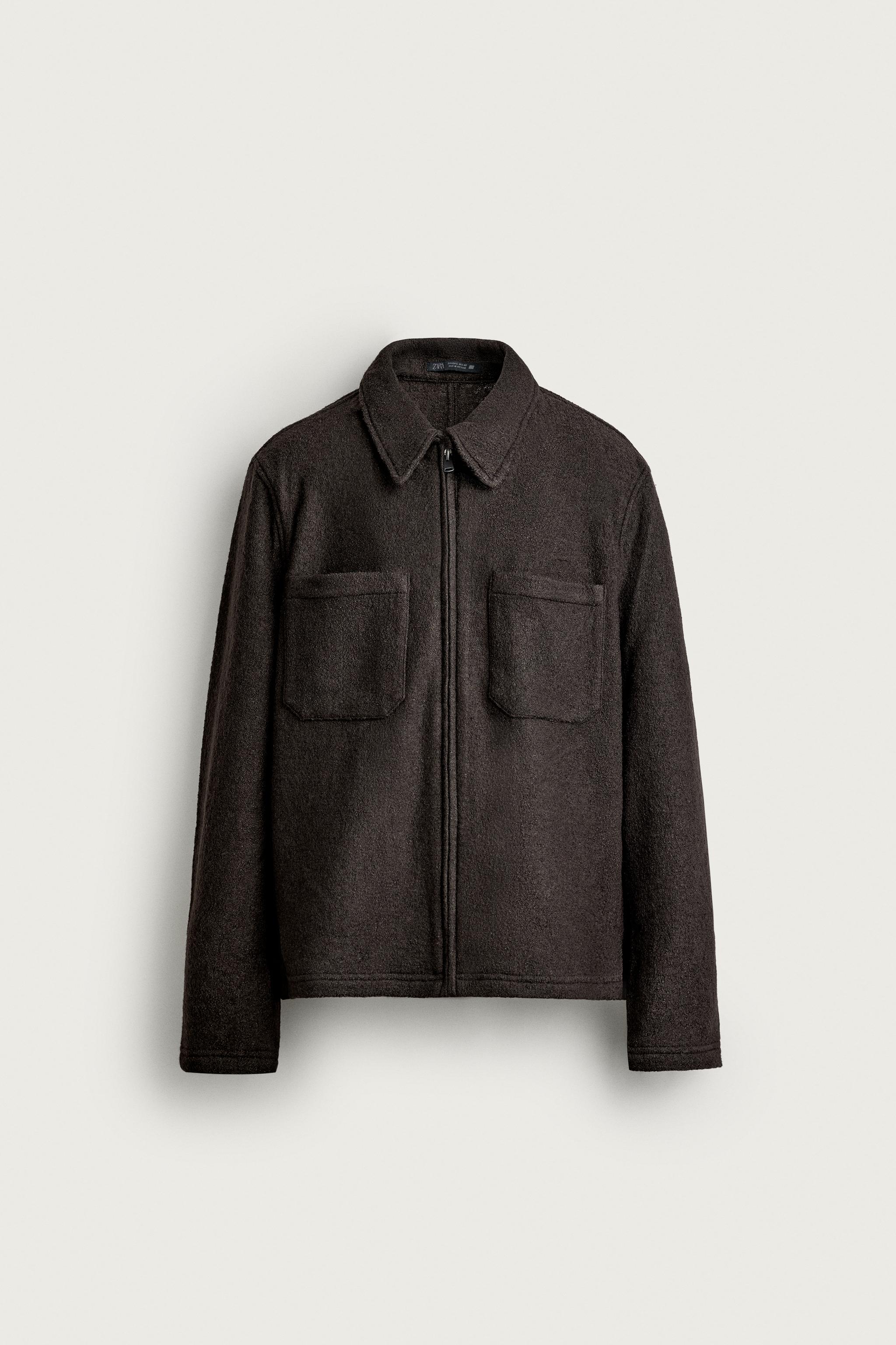 VISCOSE-WOOL BLEND TEXTURED OVERSHIRT