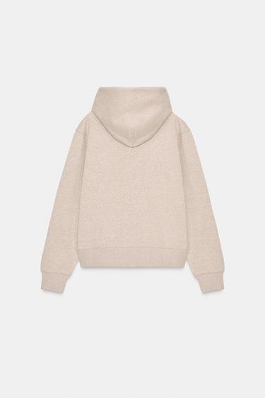 SWEAT BASIQUE À CAPUCHE - Beige chiné de Zara - Image 5